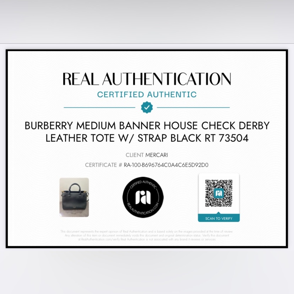 Burberry Medium Banner House Check Derby Leather Tote w/ Strap – Black RT 73504 - Picture 17 of 17
